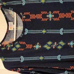 LuLaRoe Irma, size M, Navy, Orange, Teal & Light Blue